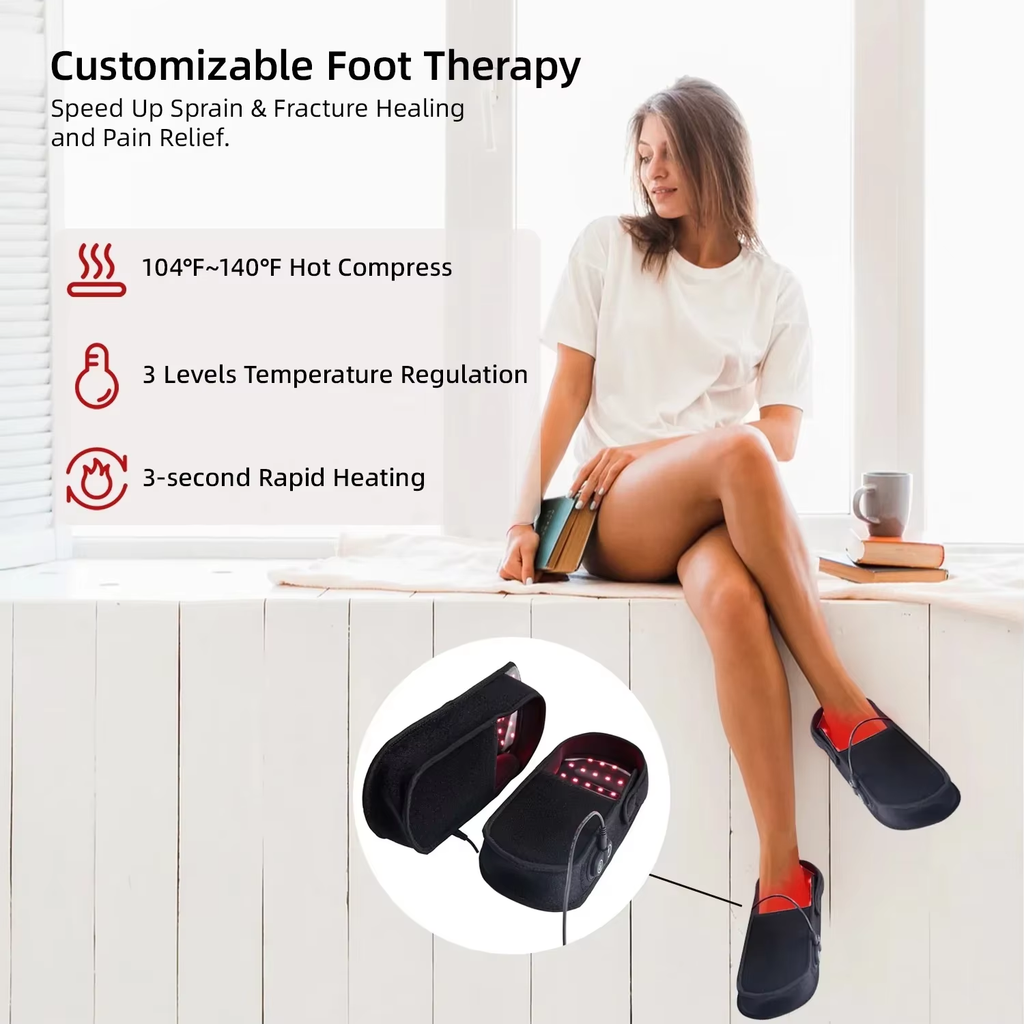 Red Light Therapy Slippers Infrared LED Foot Shoes 660nm 850nm Wavelength Pain Relief Recovery Home Spa Foot Care Wellness
